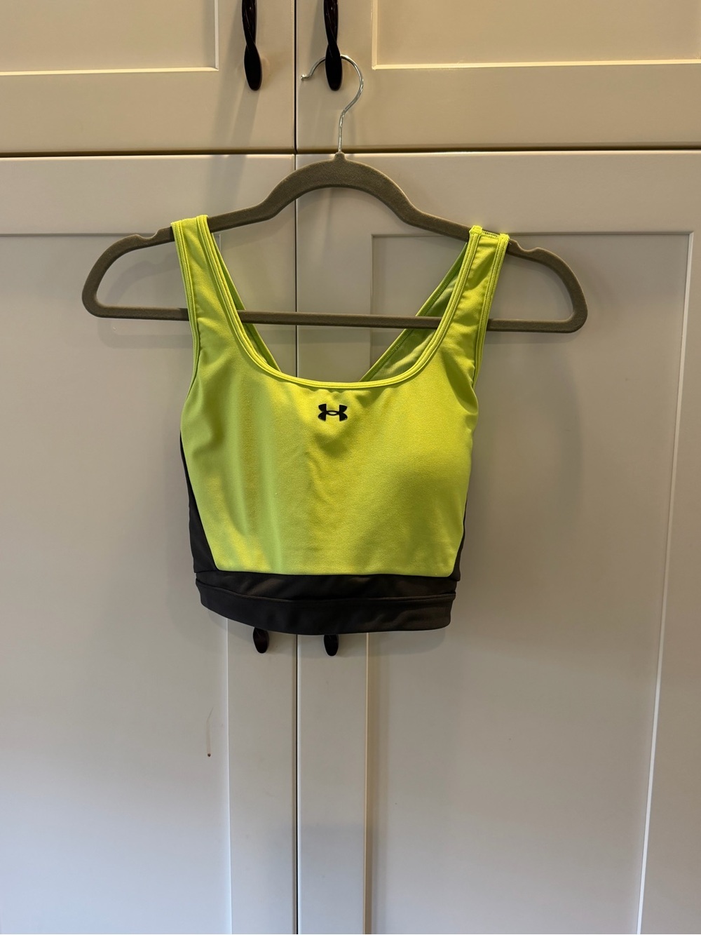 Under Armour Neon Yellow and Black Sport Crop Bodysuit Top